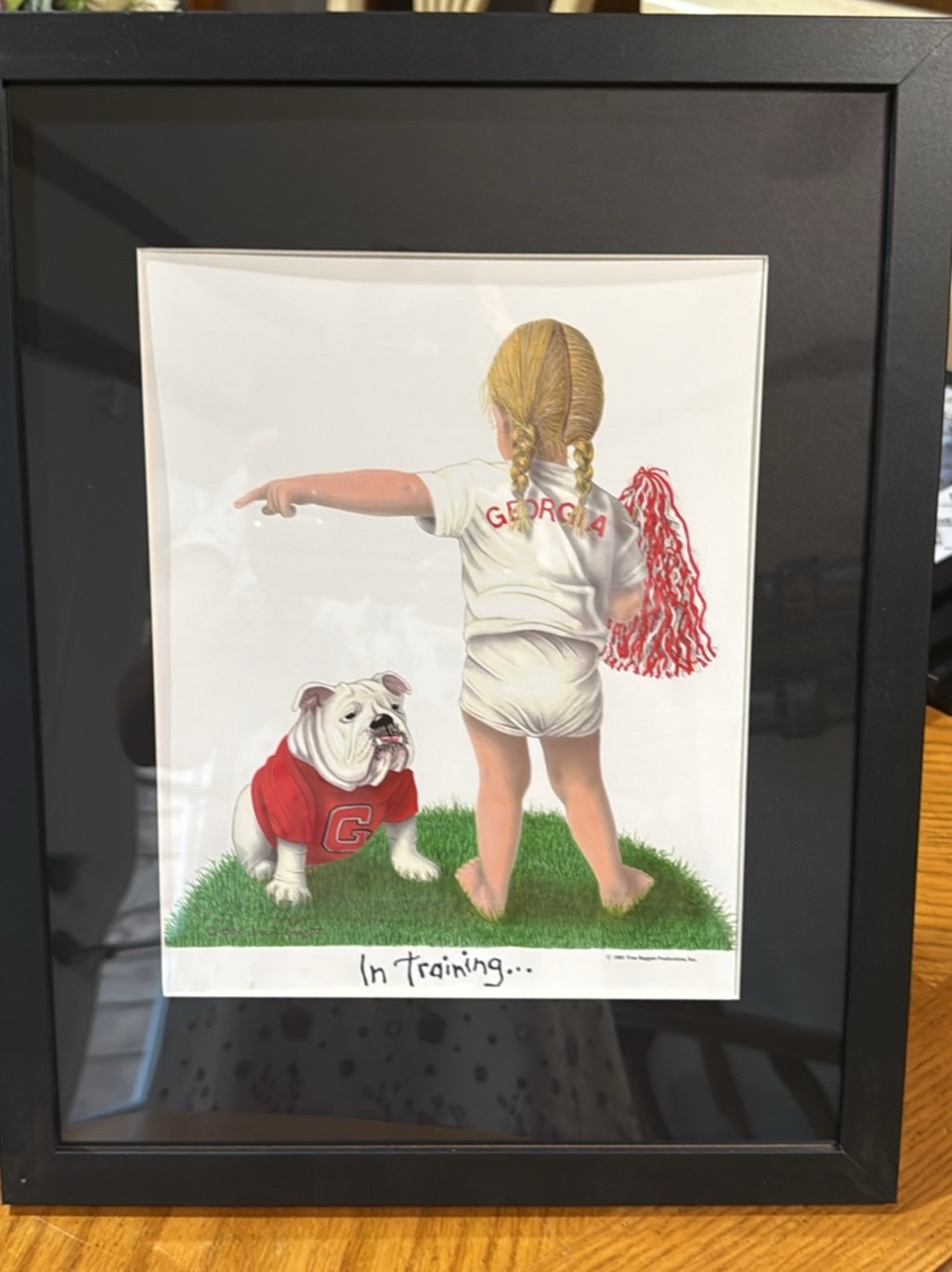 Georgia Bulldogs Red Cheer Dog Print Poster - Framed Wall Art In Training 11x14